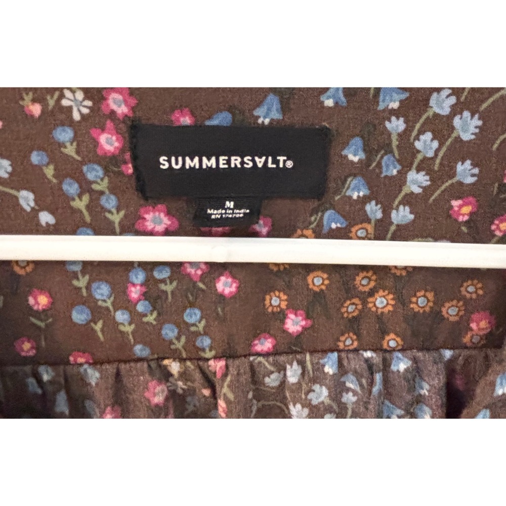 Summersalt The Countryside Poplin Tiered Shirtdress Floral Prairie In‎ Brown - M - Picture 3 of 6
